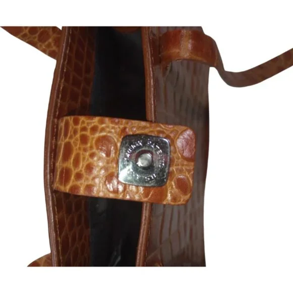 Vintage DKNY Brown Crocodile‑Embossed Leather Shoulder Bag Satchel - Picture 2 of 6